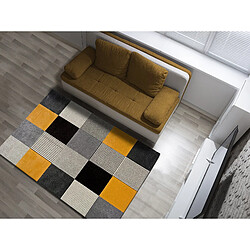 ATTICGO Tapis géométrique GLADYS gris/noir/moutarde 160x230 cm