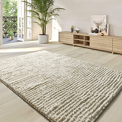 ATTICGO Tapis shaggy à relief LIMA crème 160x230 cm