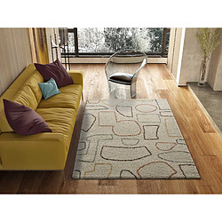 ATTICGO Tapis shaggy scandinave MARIS beige/multicolore 80x150 cm