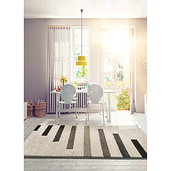 ATTICGO Tapis shaggy géométrique SCENIC beige/gris 135x190 cm