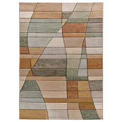 ATTICGO Tapis géométrique SORA beige/rouille/vert 140x200 cm