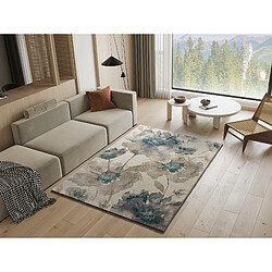 ATTICGO Tapis floral SARA beige/bleu/gris 80x150 cm