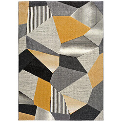 ATTICGO Tapis géométrique GLADYS gris/noir/moutarde 160x230 cm
