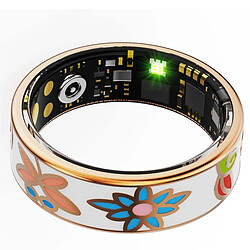 Avizar Bague Connectée Taille 10 Modèle Phoenix avec Motif Floral et Étui de Charge Multicolore