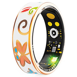 Avizar Bague Connectée Taille 10 Modèle Phoenix avec Motif Floral et Étui de Charge Multicolore
