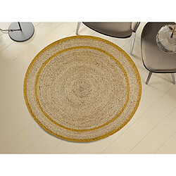ATTICGO Tapis rond naturel MAHON beige/moutarde 120x120 cm