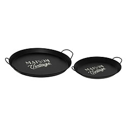Atmosphera Lot de 2 Plateaux de Service Café 50cm Noir
