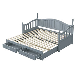 modfu Lit gigogne 90x190 cm avec tiroirs et sommier à lattes, en bois, gris pas cher