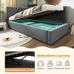 Avis Blossom Paris Lit jour 90x200 velours gris, rangement hydraulique - Sans matelas