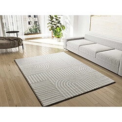 ATTICGO Tapis géométrique à relief ZEN blanc/crème 80x150 cm