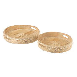Paris Prix Lot de 2 Plateaux en Bois Perle du Sahara 40cm Naturel