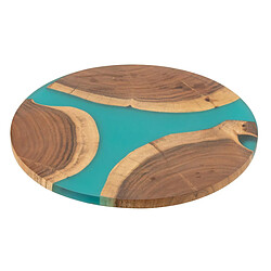 Paris Prix Planche à Découper Ronde en Bois Douglas 41cm Naturel & Bleu