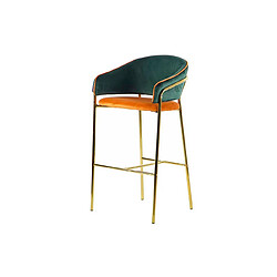 Alexandra House Living Tabouret de bar en velours vert et orange 53 x 52 x 99 cm