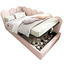 Blossom Paris Lit jour 90x200 velours rose, rangement hydraulique, métal - Sans matelas