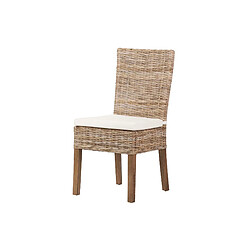 Alexandra House Living Fauteuil en bois beige naturel, lin et rotin, 53 x 48 x 98 cm