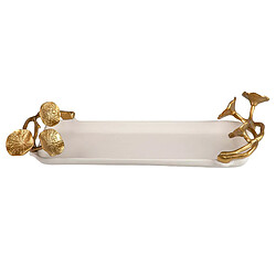 Alexandra House Living Plateau en aluminium blanc et doré 41 x 18 x 8 cm