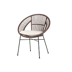 Alexandra House Living Fauteuil en rotin avec coussin en métal et blanc, 72 x 60 x 87 cm