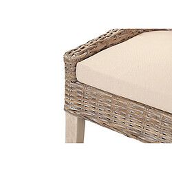 Alexandra House Living Chaise en rotin, lin et bois, marron beige, 54 x 52 x 91 cm