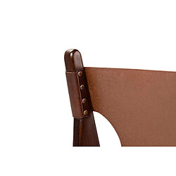 Alexandra House Living Chaise en bois de teck avec revêtement en cuir 51 x 52 x 85 cm