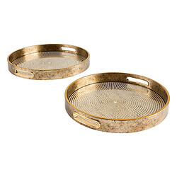 Atmosphera Lot de 2 Plateaux Déco Elya 35cm Or
