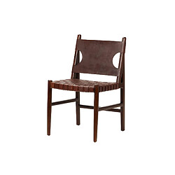 Alexandra House Living Chaise en bois de teck avec revêtement en cuir 51 x 52 x 85 cm