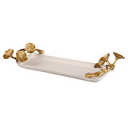 Alexandra House Living Plateau en aluminium blanc et doré 41 x 18 x 8 cm