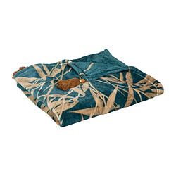 Atmosphera Plaid en Flanelle Imprimé Jiling 125x150cm Camel & Bleu