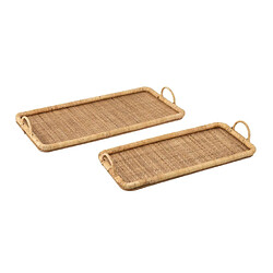 Paris Prix Lot de 2 Plateaux de Service Rotin 71cm Naturel