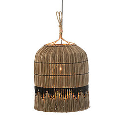 Mes Suspension 1 lampe 45x45x50 cm en rotin naturel et noir