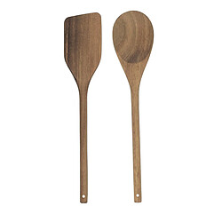 Paris Prix Cuillère & Spatule en Bois Acacia 30cm Marron