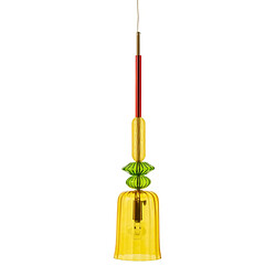 Paris Prix Lampe Suspension en Verre Zoe 160cm Jaune