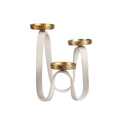 Alexandra House Living Bougeoir en aluminium blanc/doré 22 x 22 x 27 cm