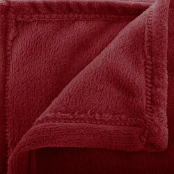 Atmosphera Plaid en Flanelle Uni Ollis 130x180cm Rouge Grenat