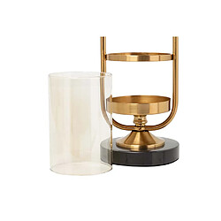 Alexandra House Living Bougeoir en métal et verre noir et doré 13 x 13 x 42 cm