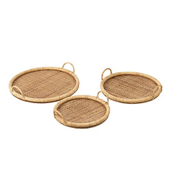 Paris Prix Lot de 3 Plateaux de Service Rotin 48cm Naturel