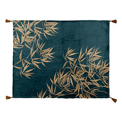 Atmosphera Plaid en Flanelle Imprimé Jiling 125x150cm Camel & Bleu