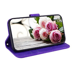 Flip Étui Pour Samsung Galaxy A17 5G Fleurs roses Emboss Couverture en cuir PU Étui Portefeuille Bicelle Fentes pour cartes GANGXUN Violet