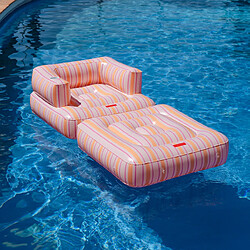 Flamingueo Bouee Piscine Multiposition Rayures PVC Rose