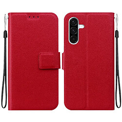 Flip Étui Pour Samsung Galaxy A17 5G Avec boucle Avec fente pour carte Bicelle Cuir PU Couleur pure GANGXUN Rouge