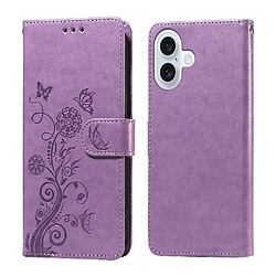Flip Étui Pour iphone 17 Cuir Flip Fentes à cartes Fleur GANGXUN Violet 