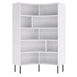 Skandica Bibliothèque d'angle moderne blanche pour livres HORN avec des pieds noirs / 100 cm