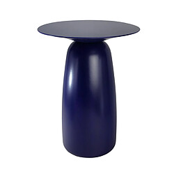 Kayani Table d'appoint / Table de nuit en bois Baobab44, hauteur 44 cm / Bleu marine