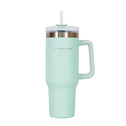 Flamingueo Mug isotherme avec paille acier inoxydable 1,18 litres bleu