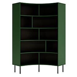 Skandica Bibliothèque d'angle moderne verte pour livres HORN avec des pieds noirs / 100 cm