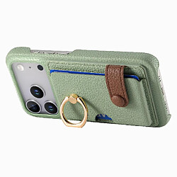 Étui Pour iphone 17 Pro Max Fentes pour cartes Cuir texturé Premium Support d'anneau GANGXUN Vert