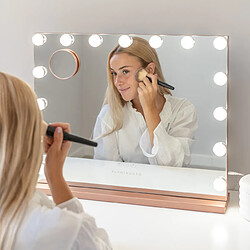 Flamingueo Miroir Maquillage Lumineux 15 LED Métal 58x46x12cm Or Rose