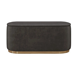 Pouf ovale avec rangement Dancan SCARLETT sur base dorée / 100 cm / gris