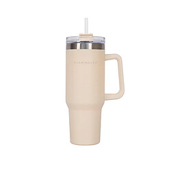 Flamingueo Mug isotherme avec paille acier inoxydable 1,18 litres beige