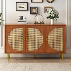 DZMDIP Buffet – buffet salon – armoire haute avec poignées en métal, convient pour chambre, salon et bureau, noyer, 129,8x 40x 76 cm