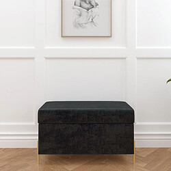 Dancan Banc coffre BORGO en velours gris avec pieds en métal doré / 80 x 37 cm